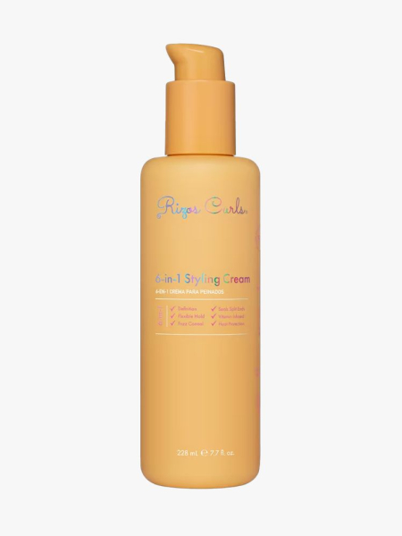 Rizos Curls 6-in-1 Styling Cream in branded component on a light gray background
