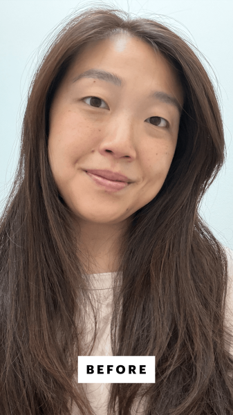 Lee before applying the Moroccanoil Weightless Hydrating Mask