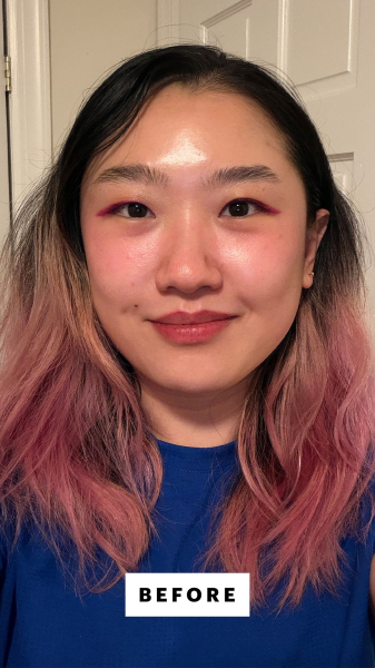 Allure commerce editor Sarah Han before using the Wella Professionals Ultimate Repair Shampoo and Conditioner